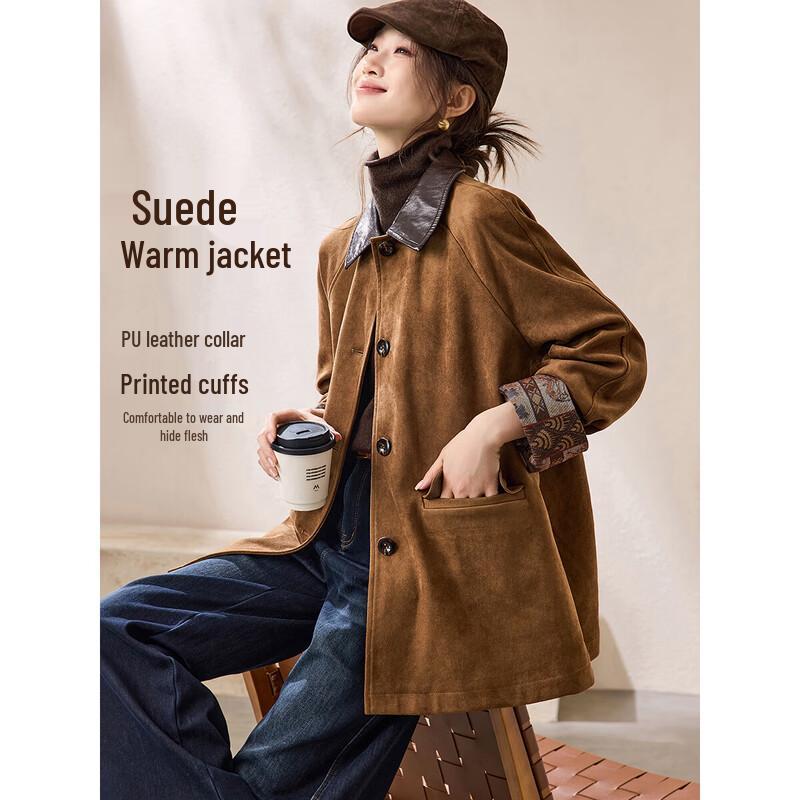 Mohan Yimei Faux Suede Long Coat with Contrast Trim M
Mohan Yimei Faux Suede Long Coat with Contrast Trim M