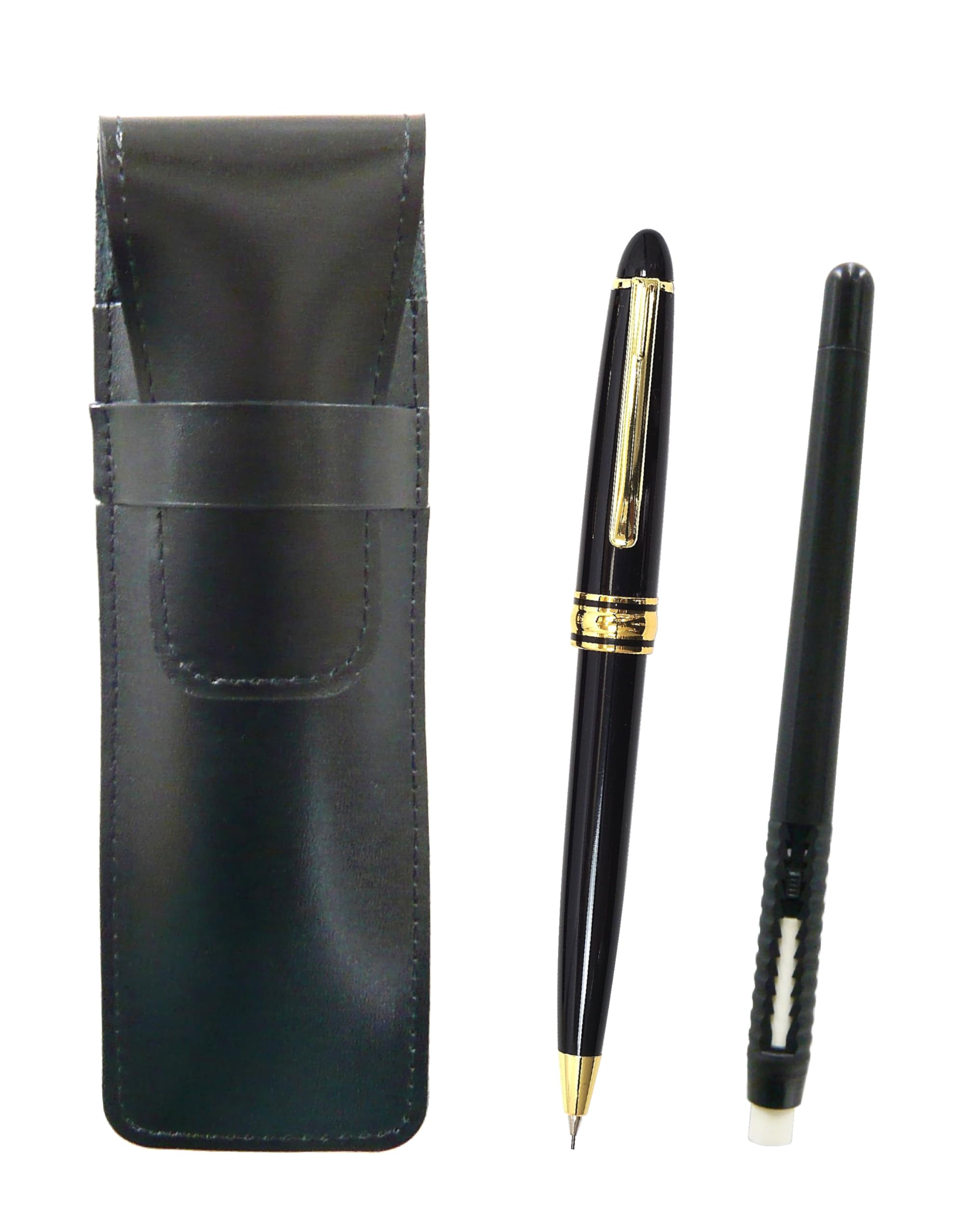 2 Pack Slim Cowhide Pencil Case Black Pen Shape Eraser Black and Metal Ring Cap Sliding Retro Mechanical Pencil Set T23-ASBMC46B-8838S-2
2 Pack Slim Cowhide Pencil Case Black Pen Shape Eraser Black and Metal Ring Cap Sliding Retro Mechanical Pencil Set T23-ASBMC46B-8838S-2