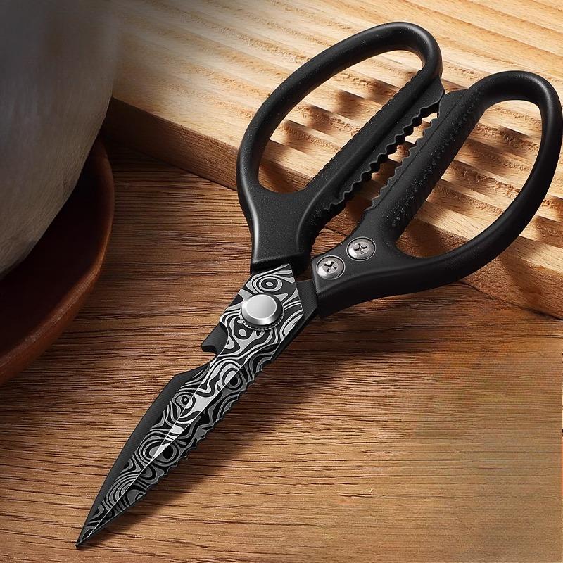 Кухонные ножницы с дамасским узором, Многофункциональные сверхпрочные ножницы для куриных костей, Бытовые ножницы для барбекю, Скребок для рыбьей чешуи чёрный
Кухонные ножницы с дамасским узором, Многофункциональные сверхпрочные ножницы для куриных костей, Бытовые ножницы для барбекю, Скребок для рыбьей чешуи чёрный