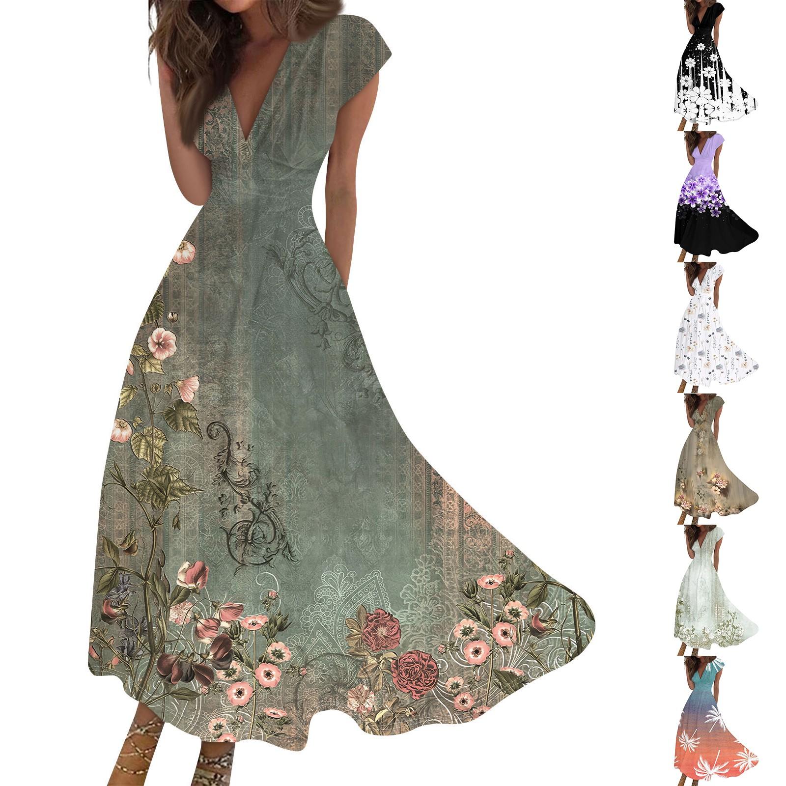 Women s Fashion Casual Pleated V-Neck Swing Ruffle Short Sleeve Drawstring Floral Dresses
Women s Fashion Casual Pleated V-Neck Swing Ruffle Short Sleeve Drawstring Floral Dresses