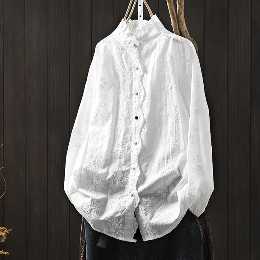 Women s Elegant Blouse Cotton Bohemian Stand Collar Long Sleeve White Embroidery Shirts Female One Size білий
Women s Elegant Blouse Cotton Bohemian Stand Collar Long Sleeve White Embroidery Shirts Female One Size білий