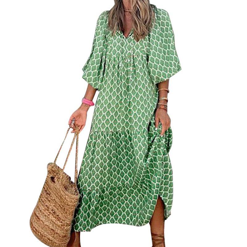 2022 Spring/Autumn Printed Plaid Long Sleeve Loose Dress with Big Hem M
2022 Spring/Autumn Printed Plaid Long Sleeve Loose Dress with Big Hem M