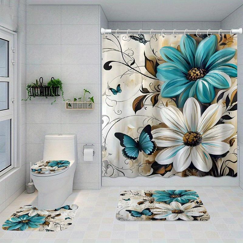 Waterproof Polyester Shower Curtain Set With 12 Hooks, Non-Slip Bath Mat, Toilet Seat Cover And Rug Carpet, Fashion Floral And B W60H190(CM)-1 Pcs
Waterproof Polyester Shower Curtain Set With 12 Hooks, Non-Slip Bath Mat, Toilet Seat Cover And Rug Carpet, Fashion Floral And B W60H190(CM)-1 Pcs