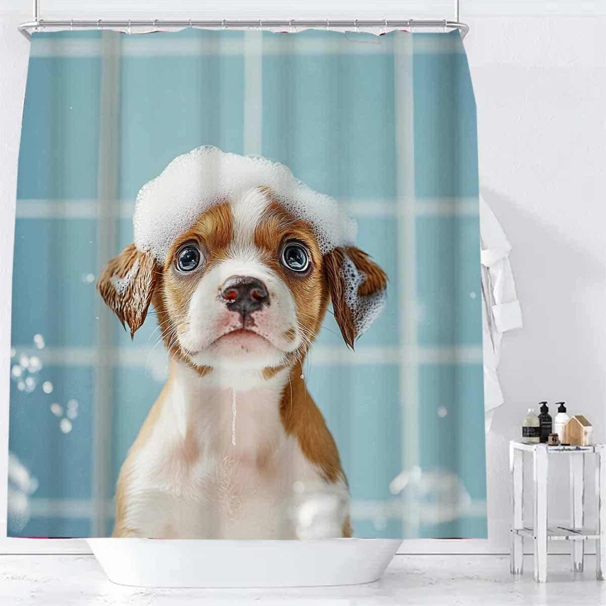 1 шт. Милая шторка для душа с рисунком купающейся собаки, с 12 пластиковыми крючками, полиэстеровая ткань, машинная стирка, декор для ванной комнаты в светло-голубом цвете, 90x180cm
1 шт. Милая шторка для душа с рисунком купающейся собаки, с 12 пластиковыми крючками, полиэстеровая ткань, машинная стирка, декор для ванной комнаты в светло-голубом цвете, 90x180cm