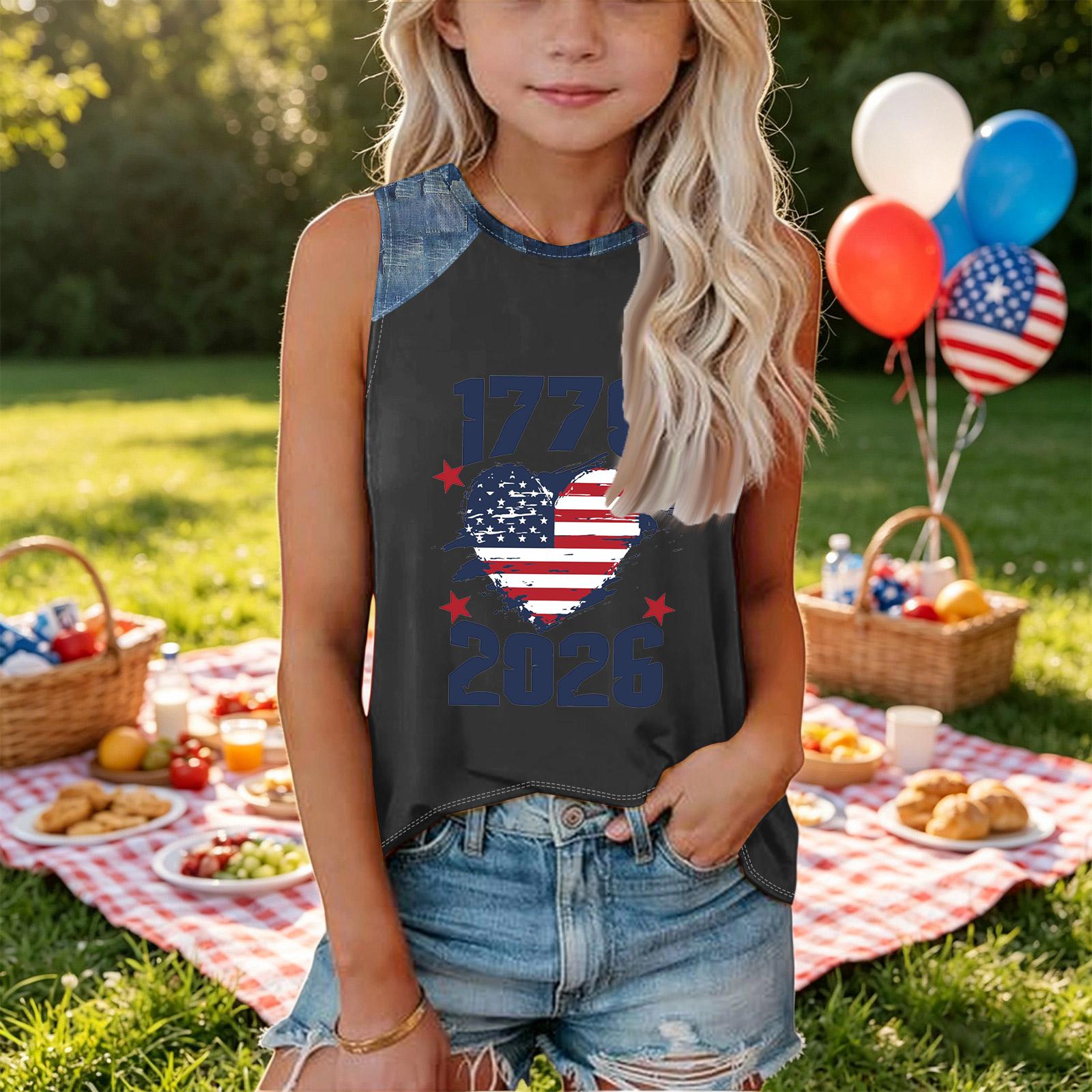 Women Sleeveless Loose Tank Top American Flag Heart Print Round Neck Casual Summer Shirt Denim Patchwork 110
Women Sleeveless Loose Tank Top American Flag Heart Print Round Neck Casual Summer Shirt Denim Patchwork 110
