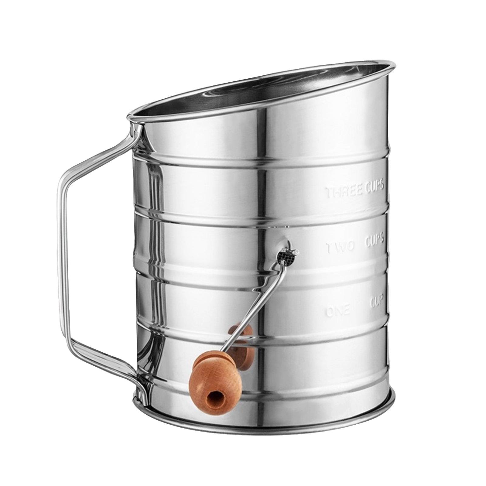 Stainless Steel Hand-cranked Flour , Food-grade 304 Stainless Steel, Baking With 1/2/3 Cup Graduations, Wooden Handle, Effortless Hand-cran One Size
Stainless Steel Hand-cranked Flour , Food-grade 304 Stainless Steel, Baking With 1/2/3 Cup Graduations, Wooden Handle, Effortless Hand-cran One Size