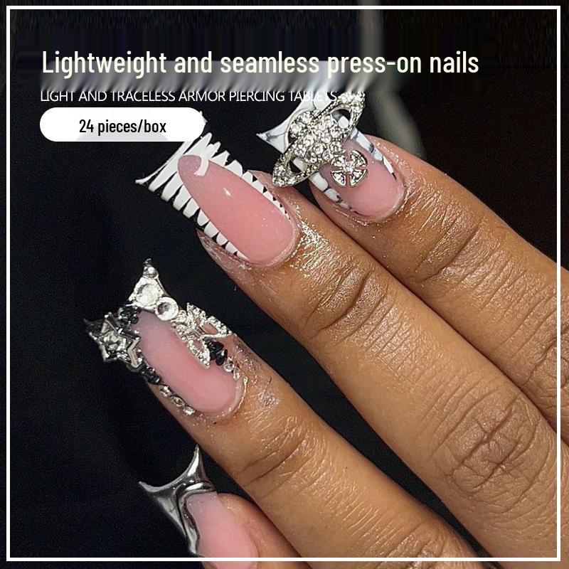 French New Style 24-Piece Handmade Removable Wearable Nails - Popular Cross-Border Nail Art Glue Set
French New Style 24-Piece Handmade Removable Wearable Nails - Popular Cross-Border Nail Art Glue Set