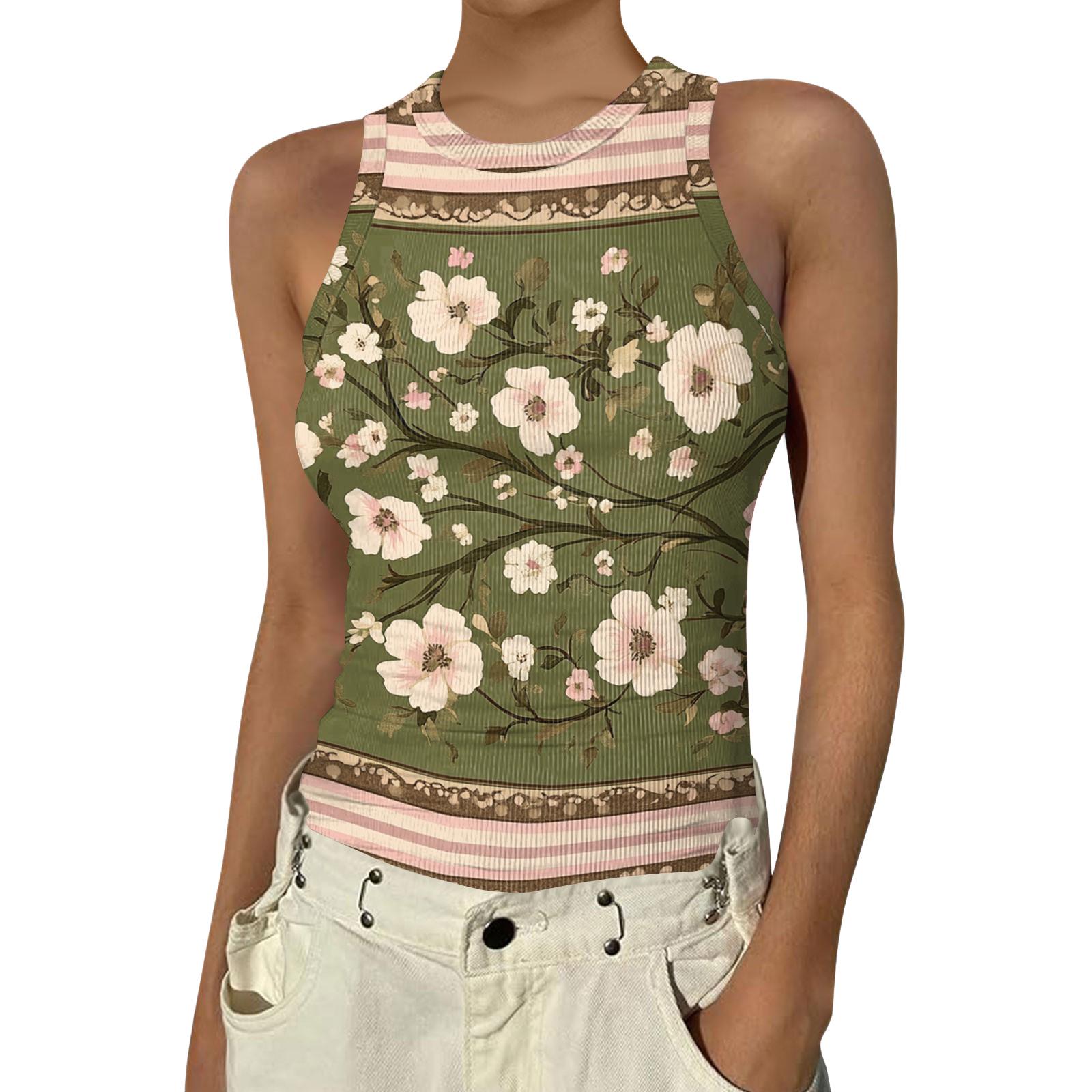 Women s Fashionable Round Neck Floral Print Sleeveless Vest Top S зелений
Women s Fashionable Round Neck Floral Print Sleeveless Vest Top S зелений