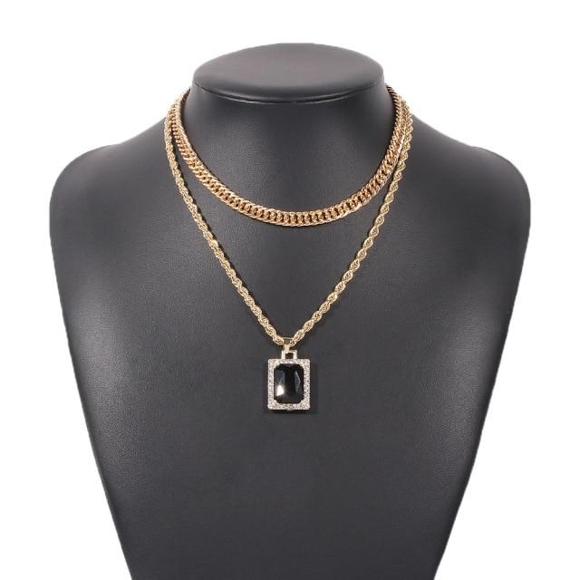 Retro Double Layered Crystalline Pendant Necklaces Unique Design Design Minimalist Simple Style Twist Gold Tone Chain ChokerVintage Pendant Other чорний
Retro Double Layered Crystalline Pendant Necklaces Unique Design Design Minimalist Simple Style Twist Gold Tone Chain ChokerVintage Pendant Other чорний