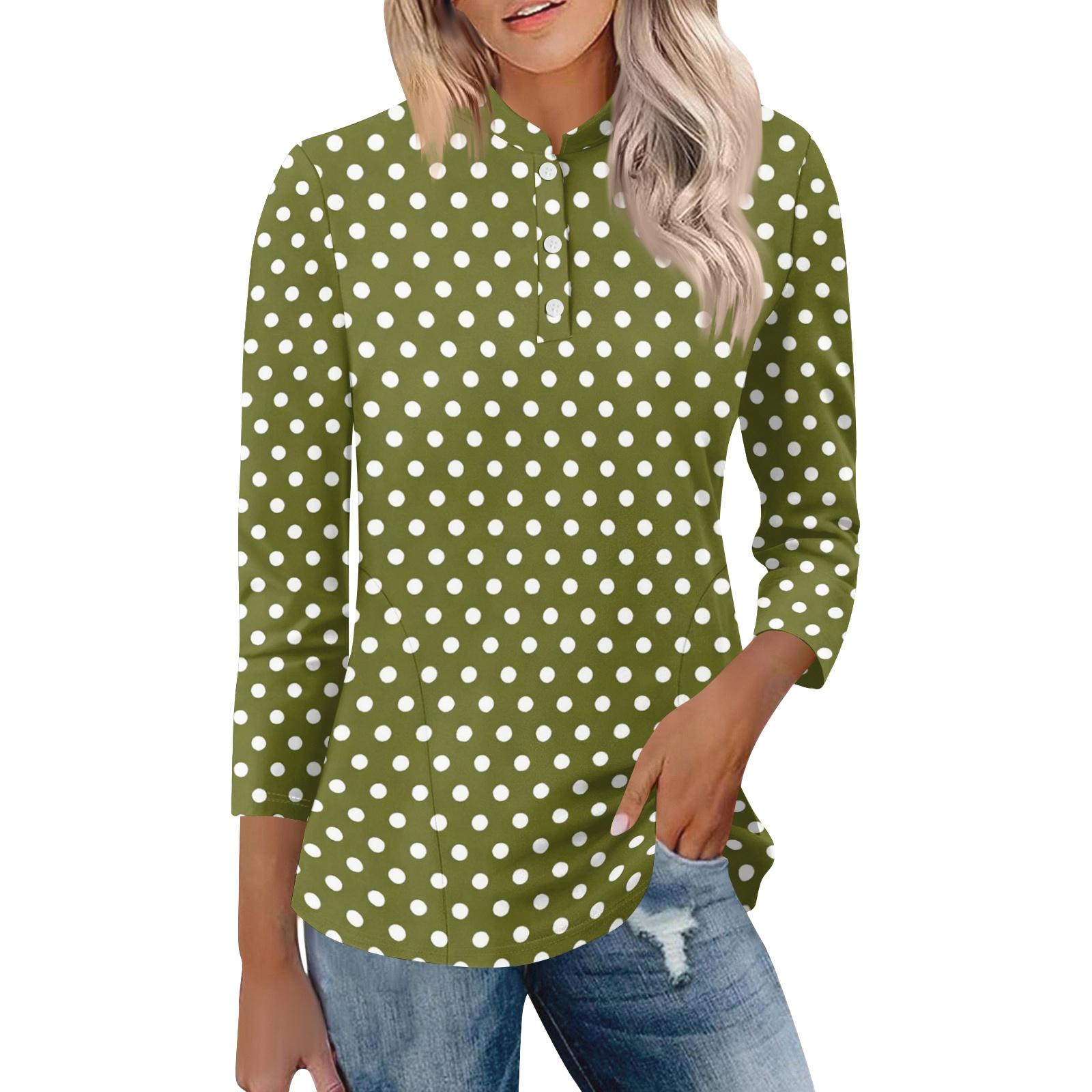Women s Casual Polo Shirt Loose Fit Three Quarter Sleeve Top Button Placket Polka Dot Print Lightweight Comfortable Fabric XXL
Women s Casual Polo Shirt Loose Fit Three Quarter Sleeve Top Button Placket Polka Dot Print Lightweight Comfortable Fabric XXL