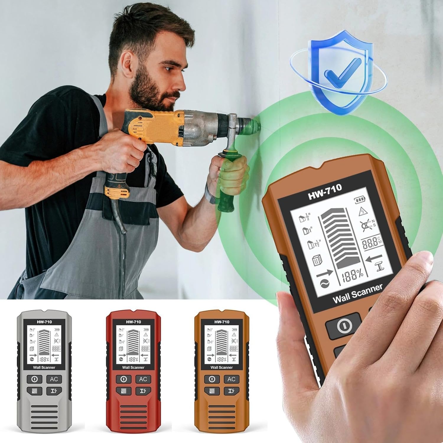 Multifunctional Handheld Metal & Wall Detector, 5 in 1 Stud Finder Scanner, Portable Wire Pipe Power Scanner, LCD Display, Suitable for Detecting жёлтый
Multifunctional Handheld Metal & Wall Detector, 5 in 1 Stud Finder Scanner, Portable Wire Pipe Power Scanner, LCD Display, Suitable for Detecting жёлтый