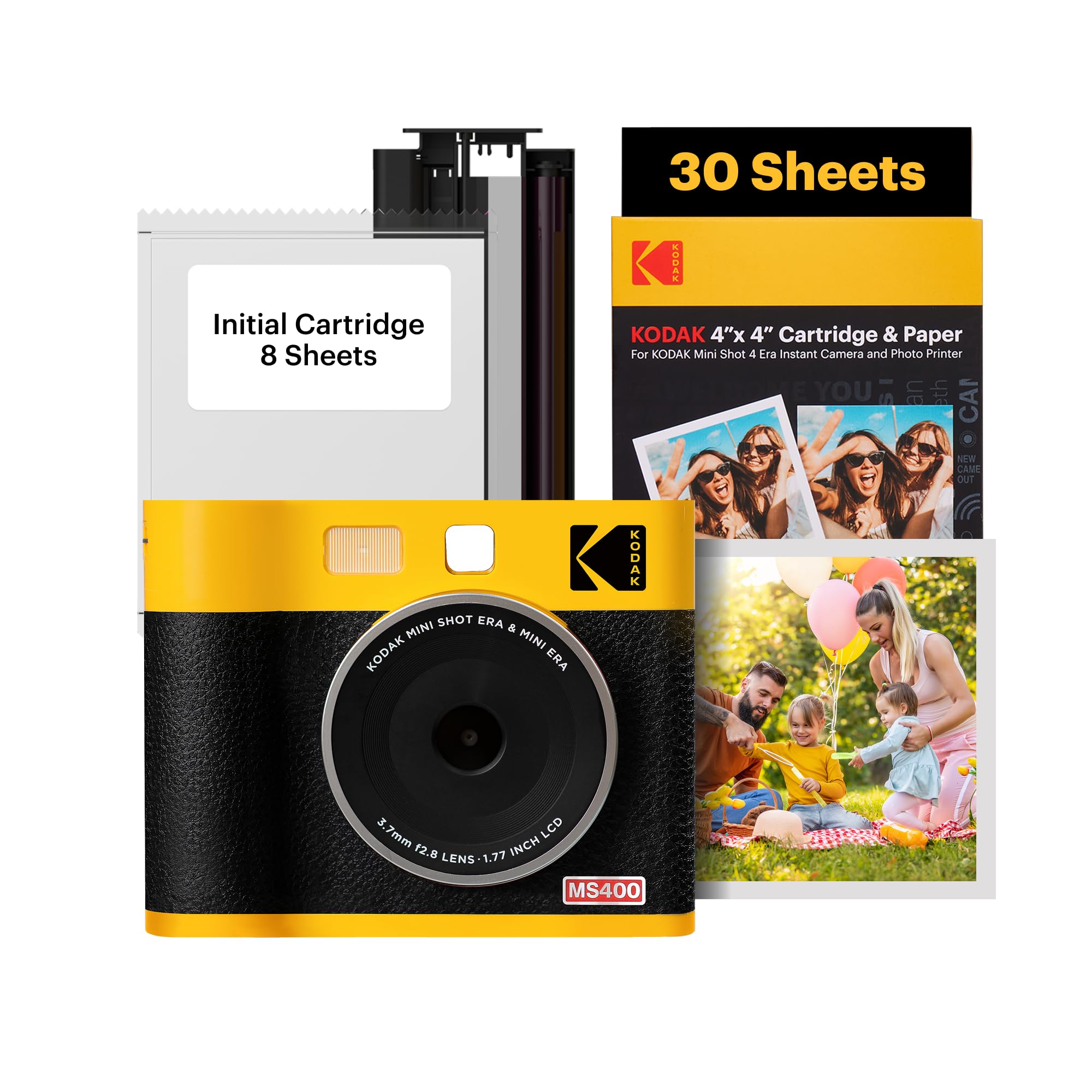 KODAK Mini Shot 4 ERA 4PASS Instax Camera Smartphone Printer 68 2-in-1 & (4x4 ) (Фотоапарат + простирадла, Жовтий)
KODAK Mini Shot 4 ERA 4PASS Instax Camera Smartphone Printer 68 2-in-1 & (4x4 ) (Фотоапарат + простирадла, Жовтий)