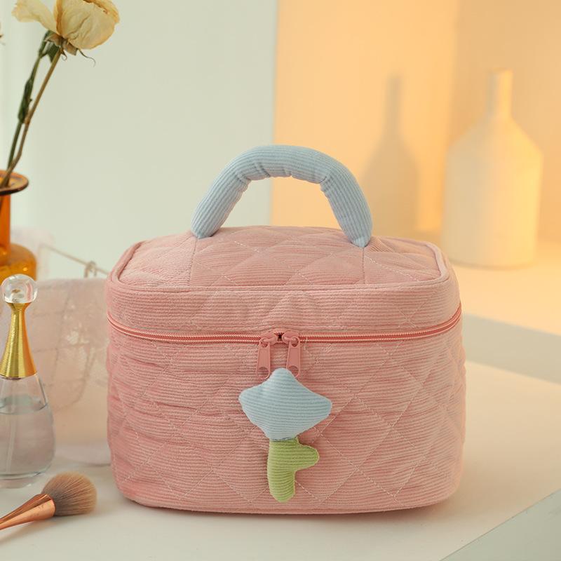 Cosmetic Storage Bag Makeup Container Organizer Corduroy Handbag,Square Shape with Handle Pink
Cosmetic Storage Bag Makeup Container Organizer Corduroy Handbag,Square Shape with Handle Pink