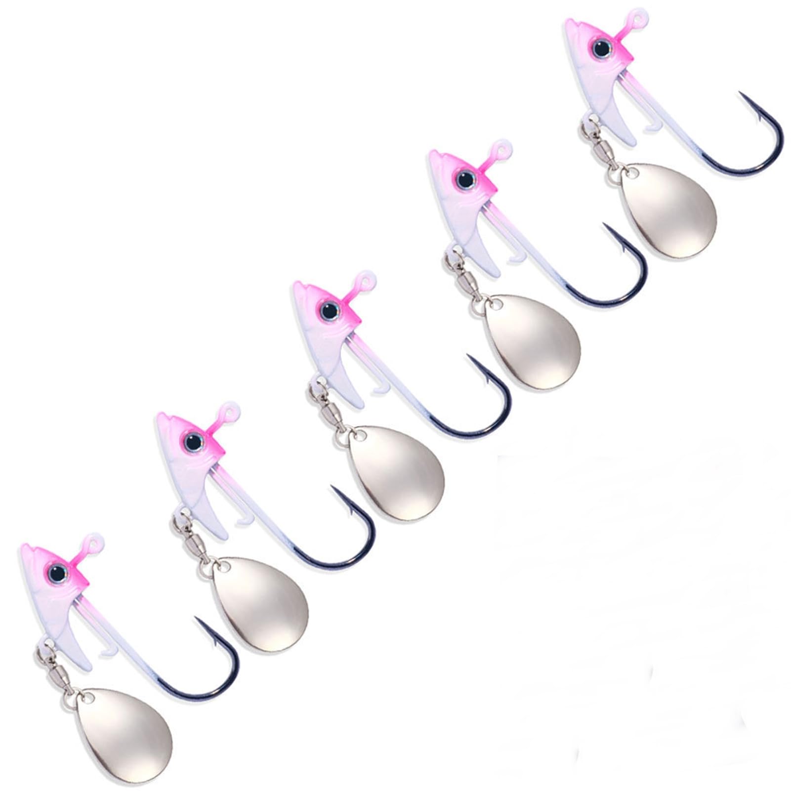 Sea Bass Lure Flounder Jig Head Root Fish Rockfish and Rockfish Spin Tail Blade Set of 5 Set of SCGEHA (Pink/White 5, 14.7g)
Sea Bass Lure Flounder Jig Head Root Fish Rockfish and Rockfish Spin Tail Blade Set of 5 Set of SCGEHA (Pink/White 5, 14.7g)
