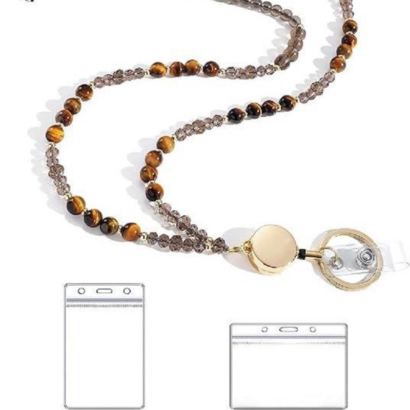 Natural Stone Beads Retractable Badge Reel Lanyard Id Card Holders Necklaces Chain Keychain Clip For Women Men Employee Wholesal коричневий
Natural Stone Beads Retractable Badge Reel Lanyard Id Card Holders Necklaces Chain Keychain Clip For Women Men Employee Wholesal коричневий