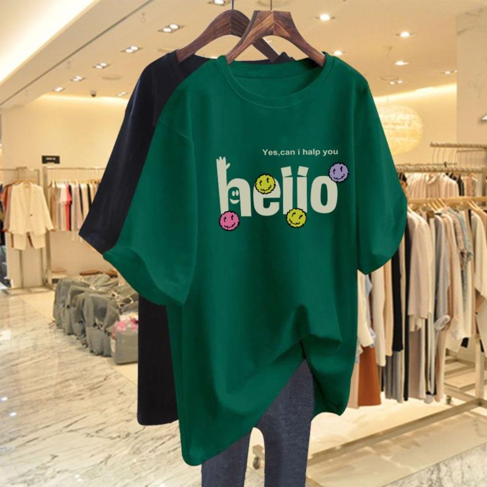 Summer Chic Letter Print Basic T-shirts Women Casual Loose O-neck Short Sleeve Top Tee Oversized Smiling Face Pullovers M
Summer Chic Letter Print Basic T-shirts Women Casual Loose O-neck Short Sleeve Top Tee Oversized Smiling Face Pullovers M