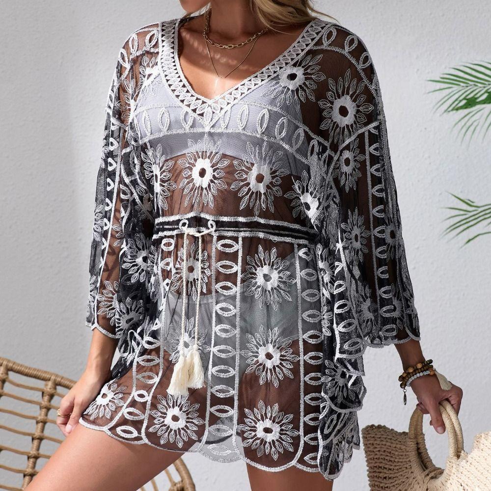 Mesh Flower Crochet T-shirt Women Lace Up Cover Up Crop Top Sun Protection Clothing Streetwear чорний
Mesh Flower Crochet T-shirt Women Lace Up Cover Up Crop Top Sun Protection Clothing Streetwear чорний