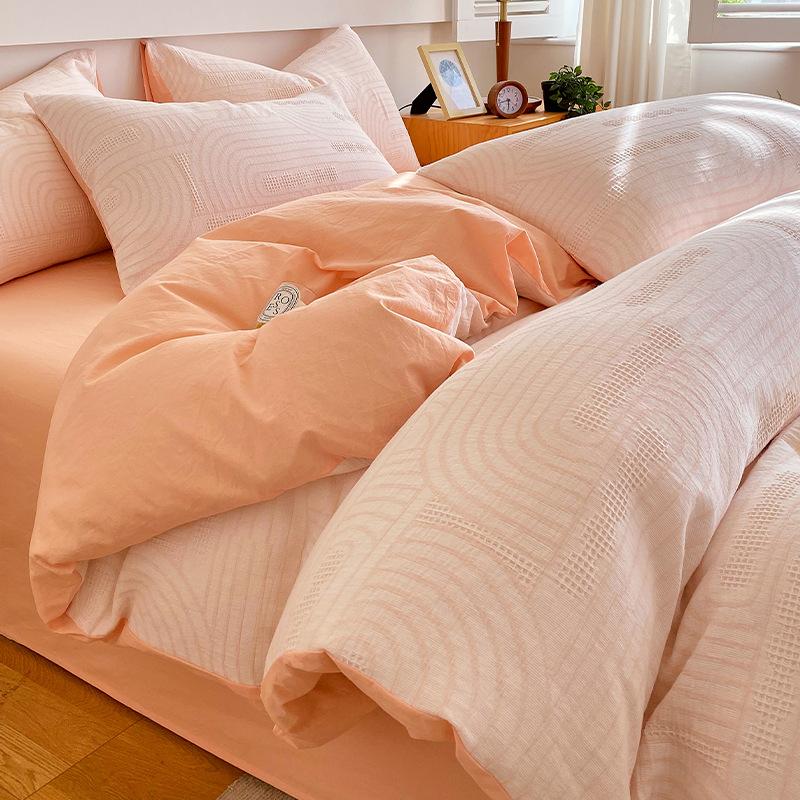 Cotton Three-Layer Yarn 4Pcs Set, Pure Cotton Bed Sheet Quilt Cover Simple Single Double Bedding 4 1.5m bed hat 4pc
Cotton Three-Layer Yarn 4Pcs Set, Pure Cotton Bed Sheet Quilt Cover Simple Single Double Bedding 4 1.5m bed hat 4pc