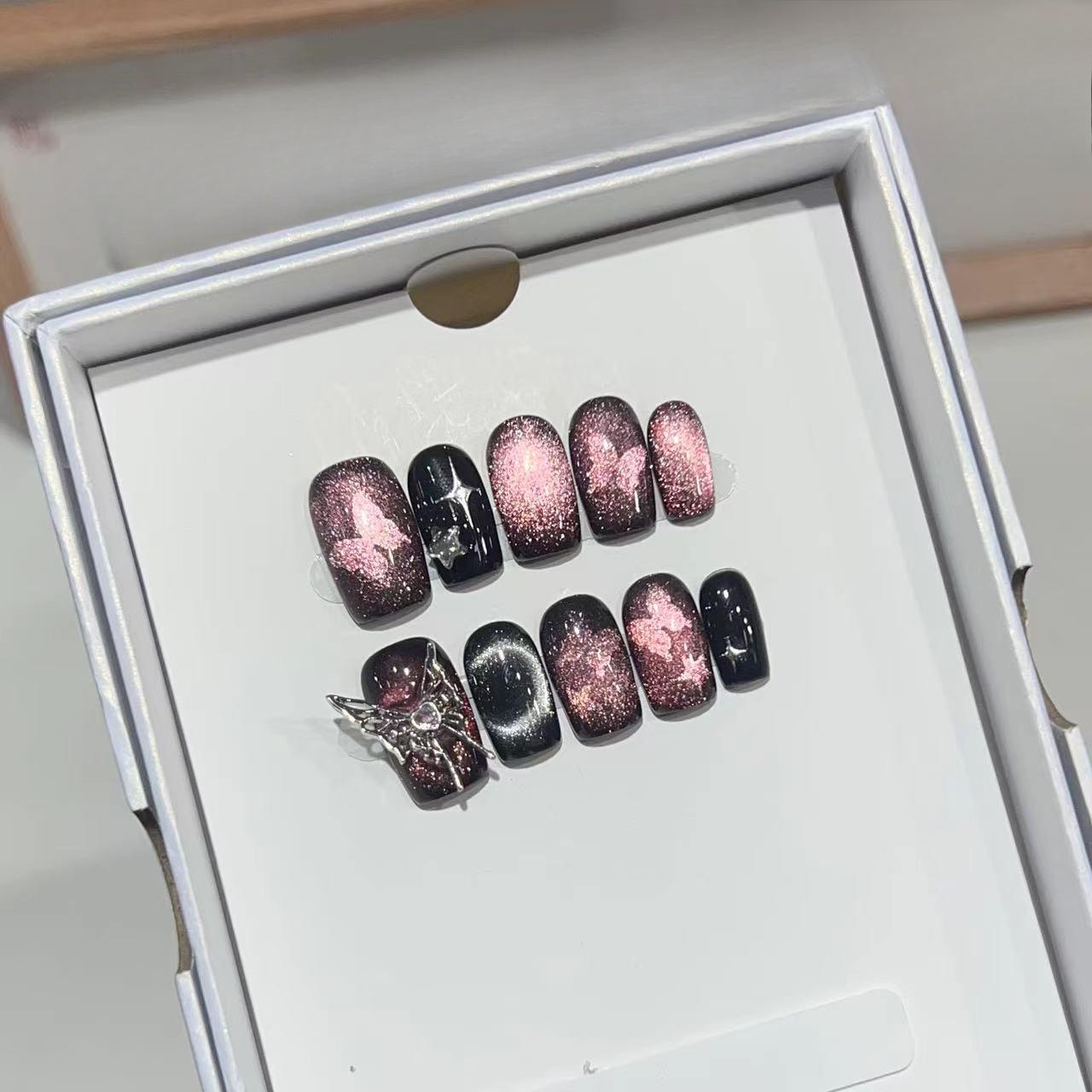 Daily Short Wear Armor Handmade High-end Starry Sky Cat Eye Metal Big Butterfly Detachable Fake Nail Pieces Large L
Daily Short Wear Armor Handmade High-end Starry Sky Cat Eye Metal Big Butterfly Detachable Fake Nail Pieces Large L