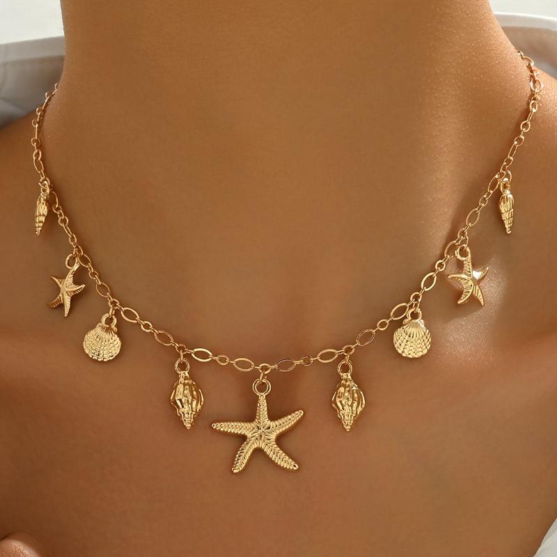 Beach Vacation Style Chain Starfish Shell Pendant Necklace, Women s Fashion Trend Holiday Party Accessories Gift
Beach Vacation Style Chain Starfish Shell Pendant Necklace, Women s Fashion Trend Holiday Party Accessories Gift