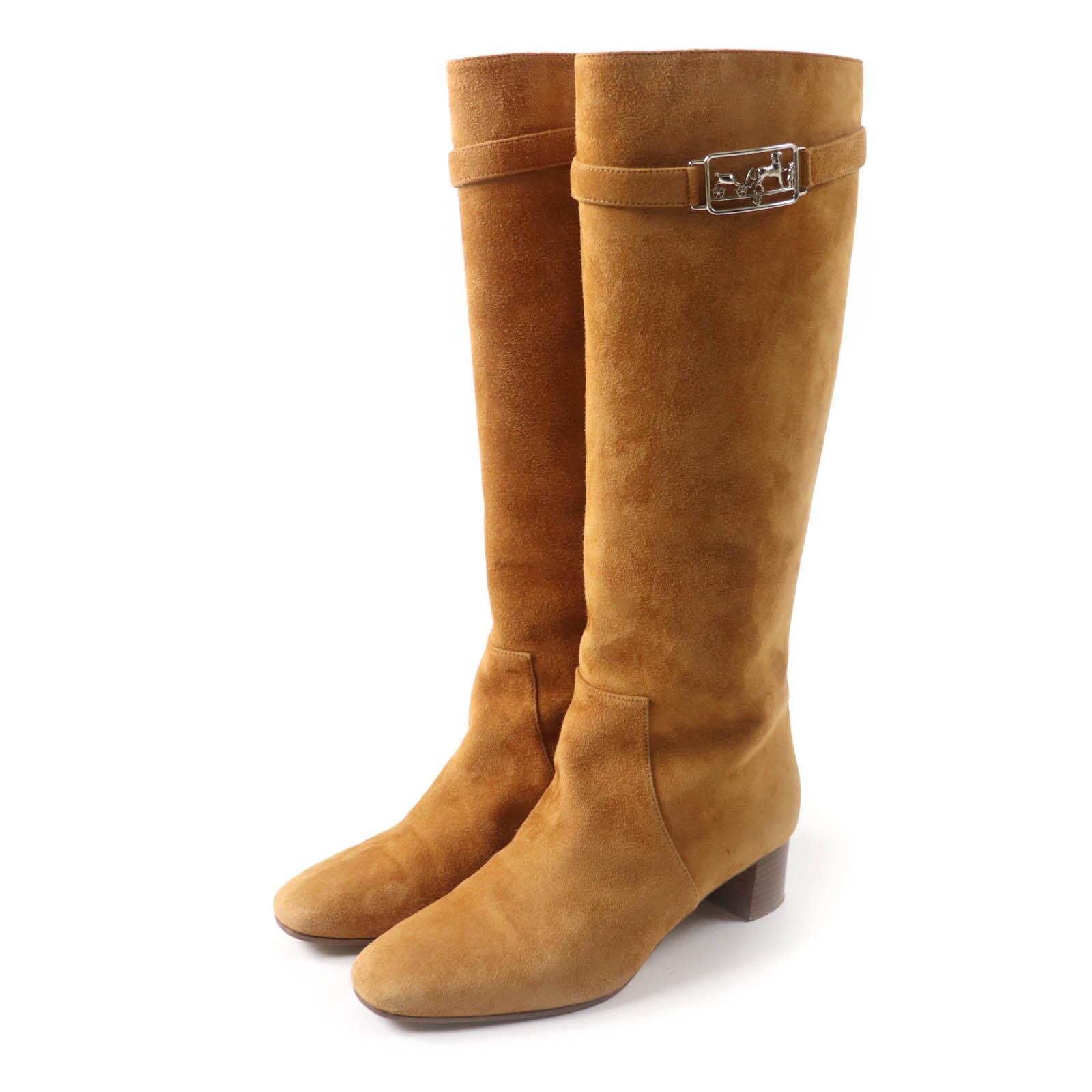 Great HERMES Knee-high boots Versailles Square toe light brown Suede leather Women 36 Used
Great HERMES Knee-high boots Versailles Square toe light brown Suede leather Women 36 Used