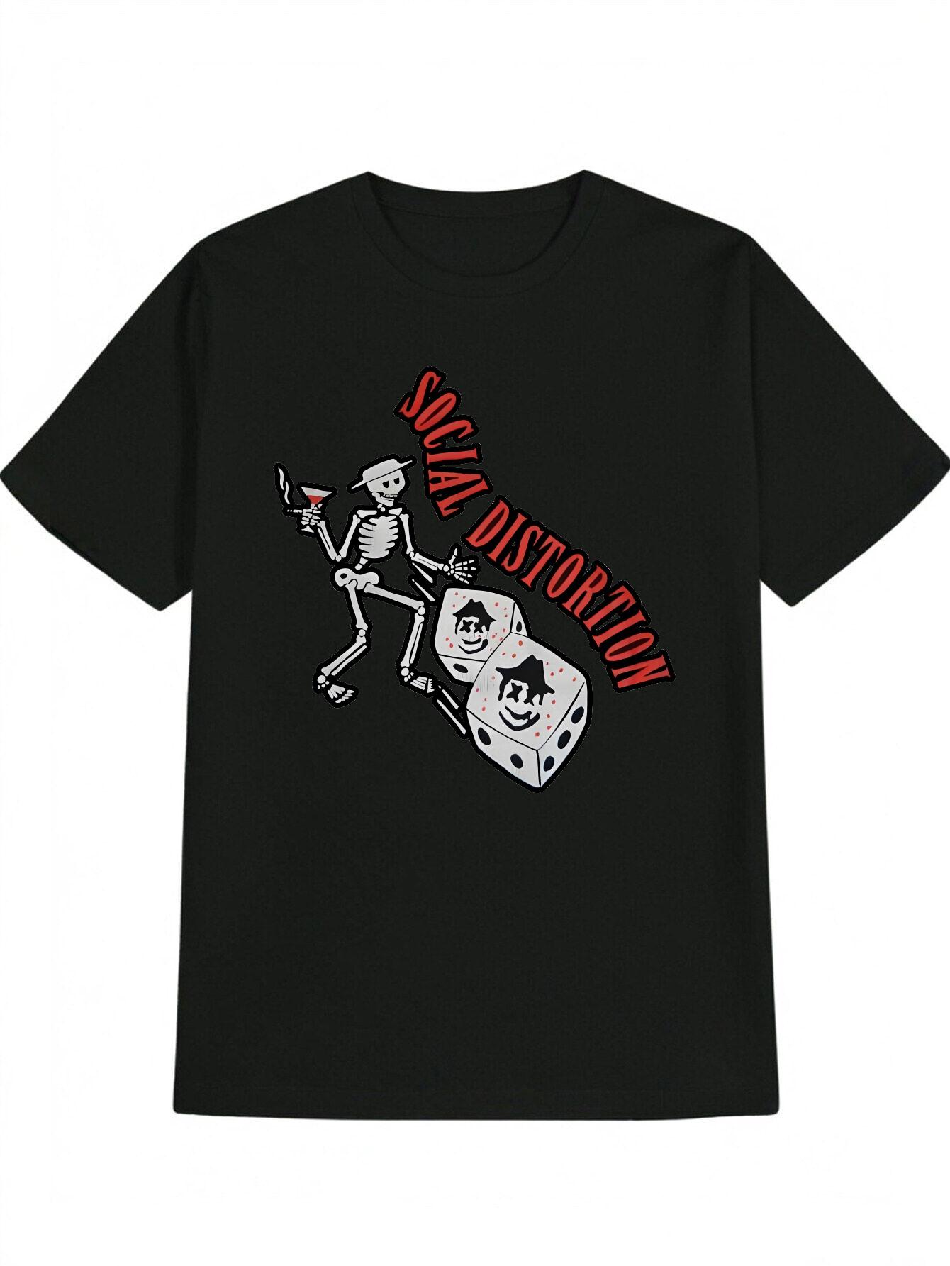 Casual Crew Neck T-shirt with Skull & Dice Design - Social Distortion Print XXXXL
Casual Crew Neck T-shirt with Skull & Dice Design - Social Distortion Print XXXXL