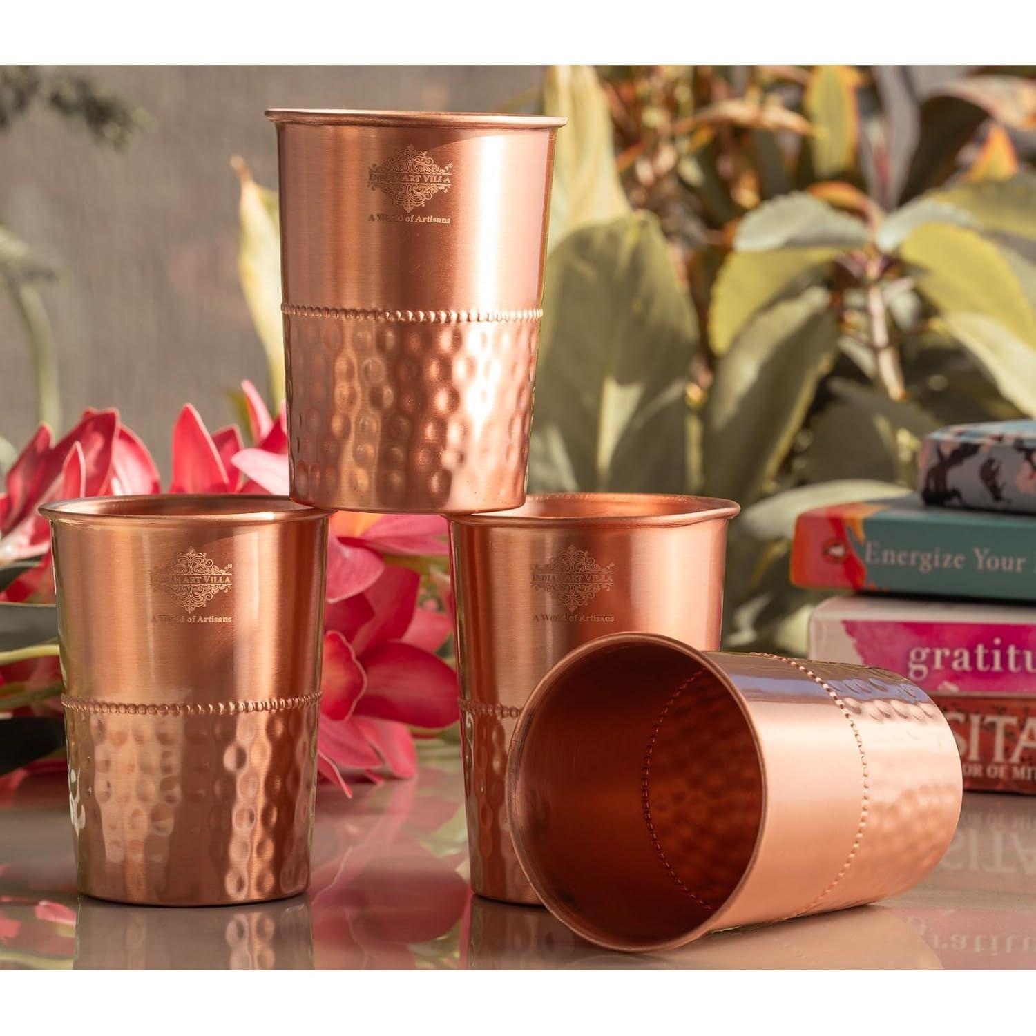 Copper Glass with Half Lacquer Hammer Design – 275 ML, Elegant Copper Drinkware for Home, Office, Travel, and Gifting, Set of 4
Copper Glass with Half Lacquer Hammer Design – 275 ML, Elegant Copper Drinkware for Home, Office, Travel, and Gifting, Set of 4