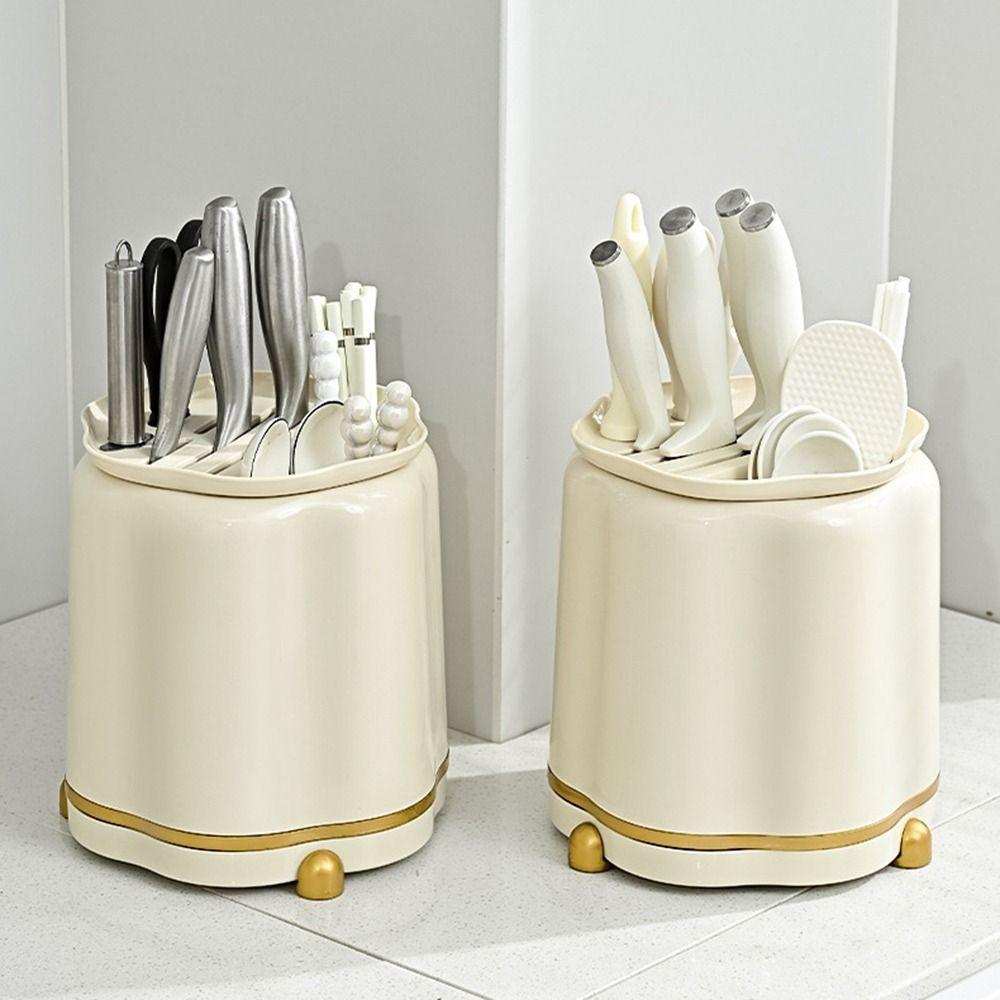 Plastic 360° Rotation Knife Holder Cream Wind Tableware Storage Rack Cylinder Knife Holder Kitchen
Plastic 360° Rotation Knife Holder Cream Wind Tableware Storage Rack Cylinder Knife Holder Kitchen
