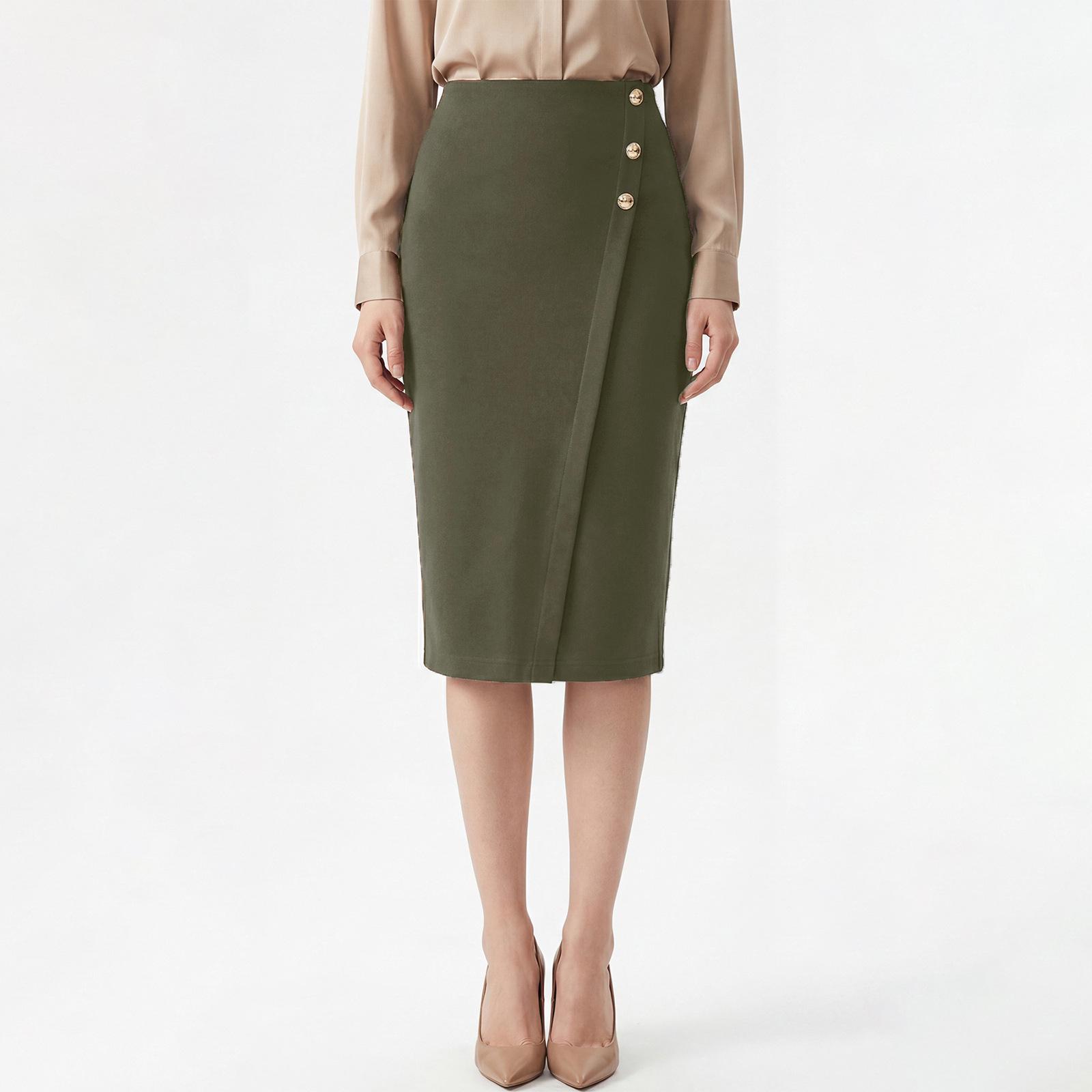 Office Commute Slimming High-Waisted Pencil Skirt with Metal Buckle and Back Slit X-Large
Office Commute Slimming High-Waisted Pencil Skirt with Metal Buckle and Back Slit X-Large