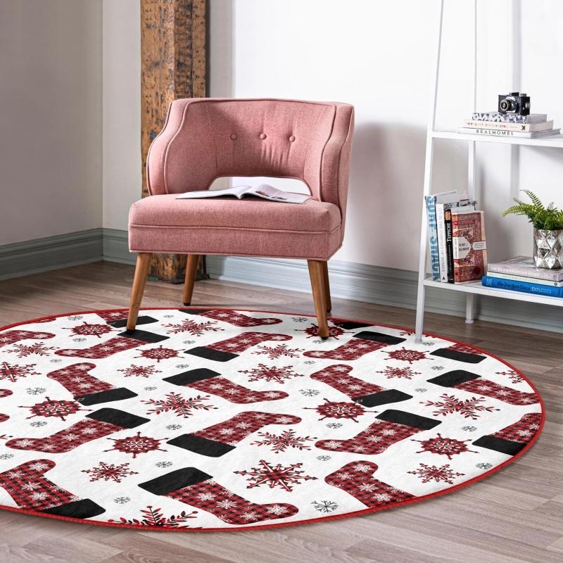 Plaid Snowflake Pattern Digital Printed Modern Claret Red Balcony Round Carpet With Washable Non-Slip Base On White Floor
Plaid Snowflake Pattern Digital Printed Modern Claret Red Balcony Round Carpet With Washable Non-Slip Base On White Floor