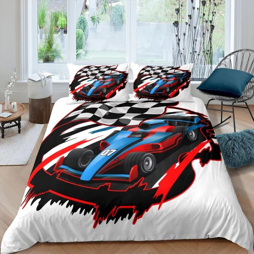 Комплект постельного белья с рисунком спортивной машины в 3D, мотоцикл, автомобиль, напечатанный на пуху, пододеяльник, наволочка, односпальная двуспальная кровать, украшение для дома, молодежный подарок Baby 100x135cm