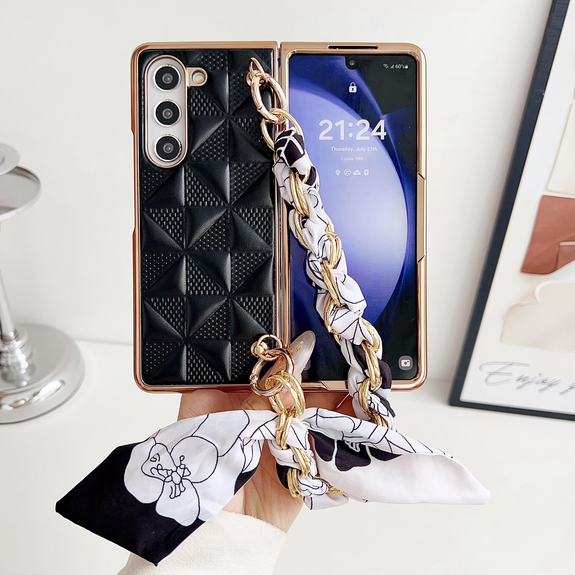 For Samsung Galaxy Z Fold6 5G Case Grid Texture PU+PC Phone Cover with Ribbon Chain Strap Black
For Samsung Galaxy Z Fold6 5G Case Grid Texture PU+PC Phone Cover with Ribbon Chain Strap Black