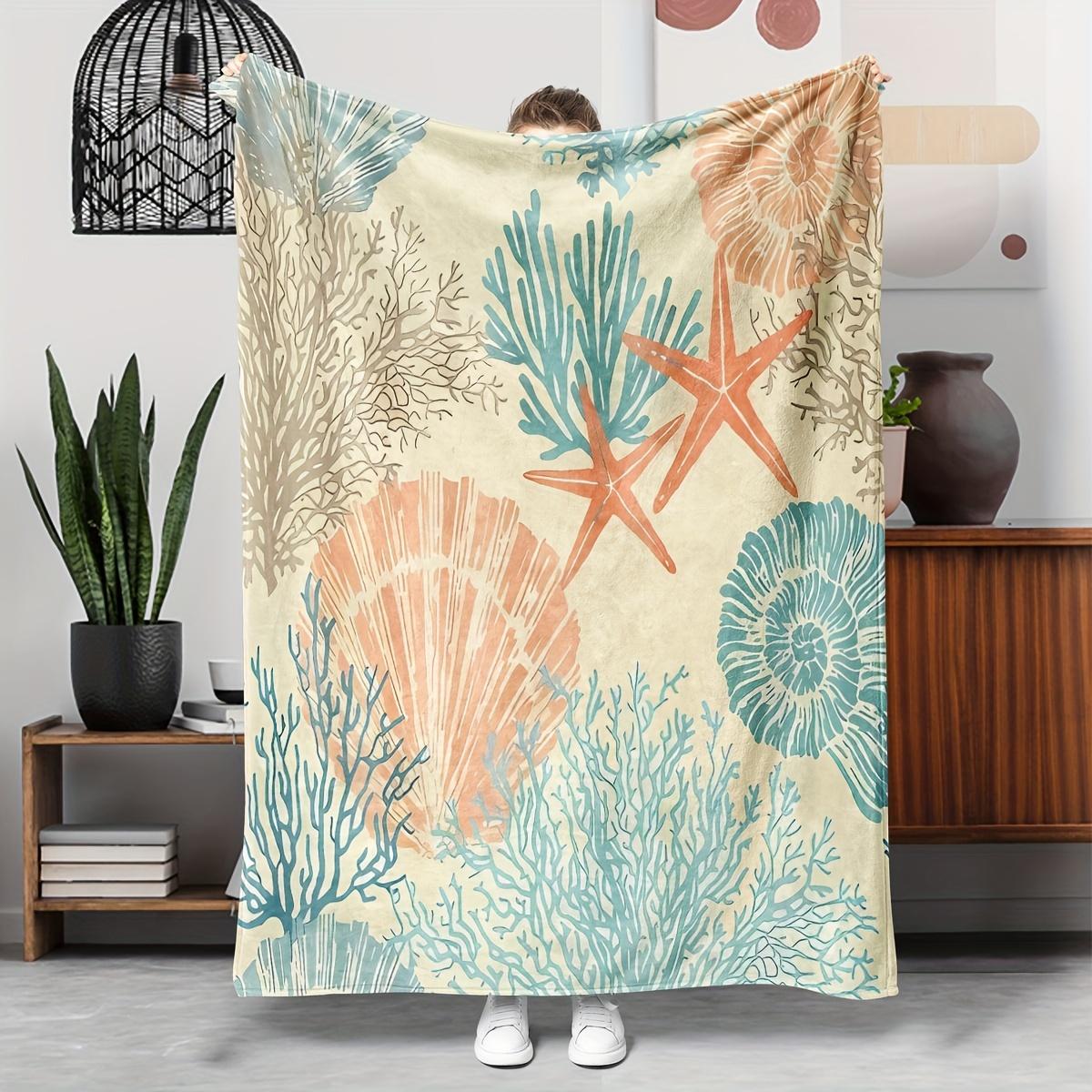 1PC Nautical Flannel Throw Blanket with Starfish, Shell, Coral Design - Hypoallergenic All-Season Coastal Beach Glam Bedding, Ma 70x100cm
1PC Nautical Flannel Throw Blanket with Starfish, Shell, Coral Design - Hypoallergenic All-Season Coastal Beach Glam Bedding, Ma 70x100cm