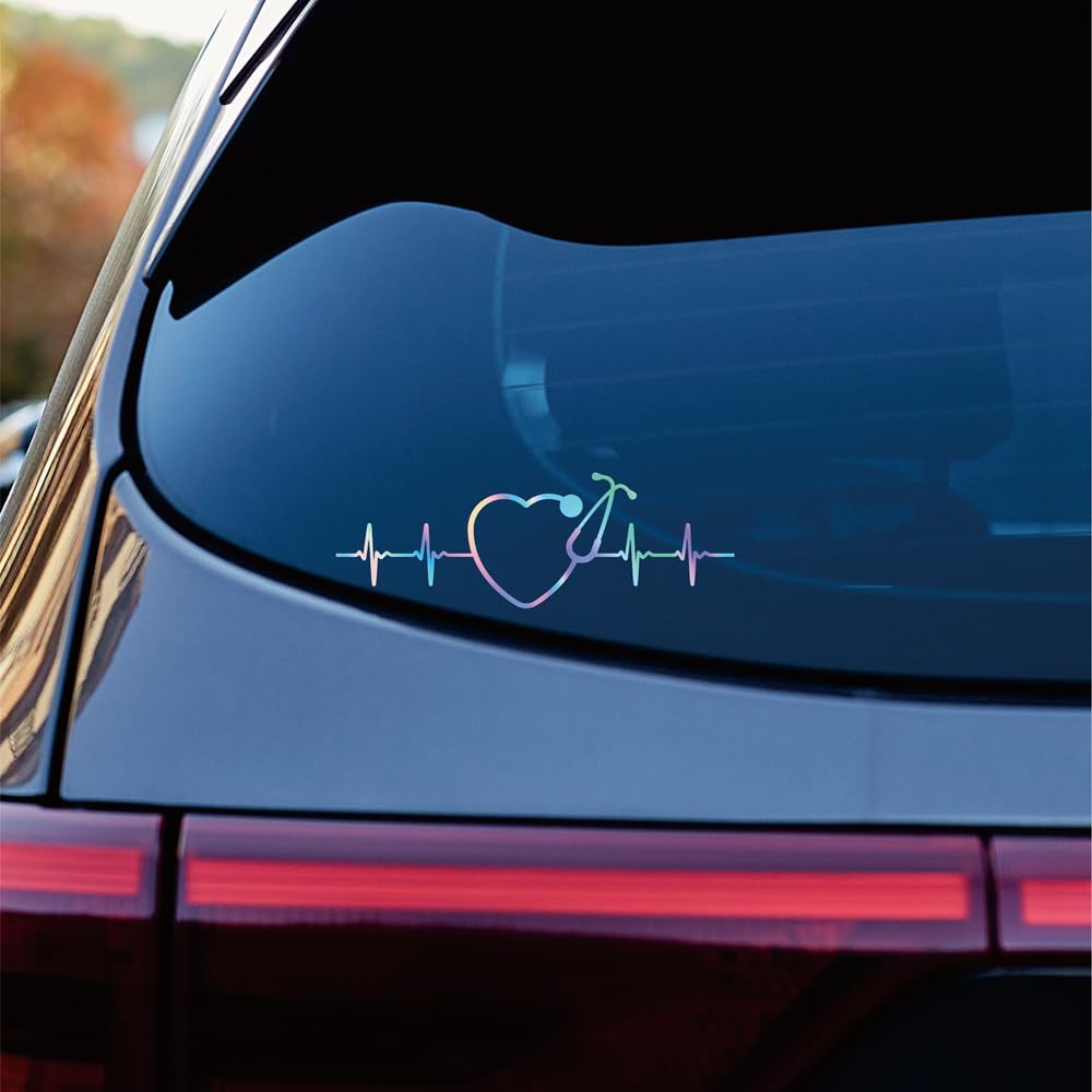 Nurse Stethoscope Heartbeat Lifeline Heart Shape Sticker Decal Vinyl - 2 Pack Holographic Iridescent, 7 Inches, 8 Inches - No Background Die Cut for
Nurse Stethoscope Heartbeat Lifeline Heart Shape Sticker Decal Vinyl - 2 Pack Holographic Iridescent, 7 Inches, 8 Inches - No Background Die Cut for