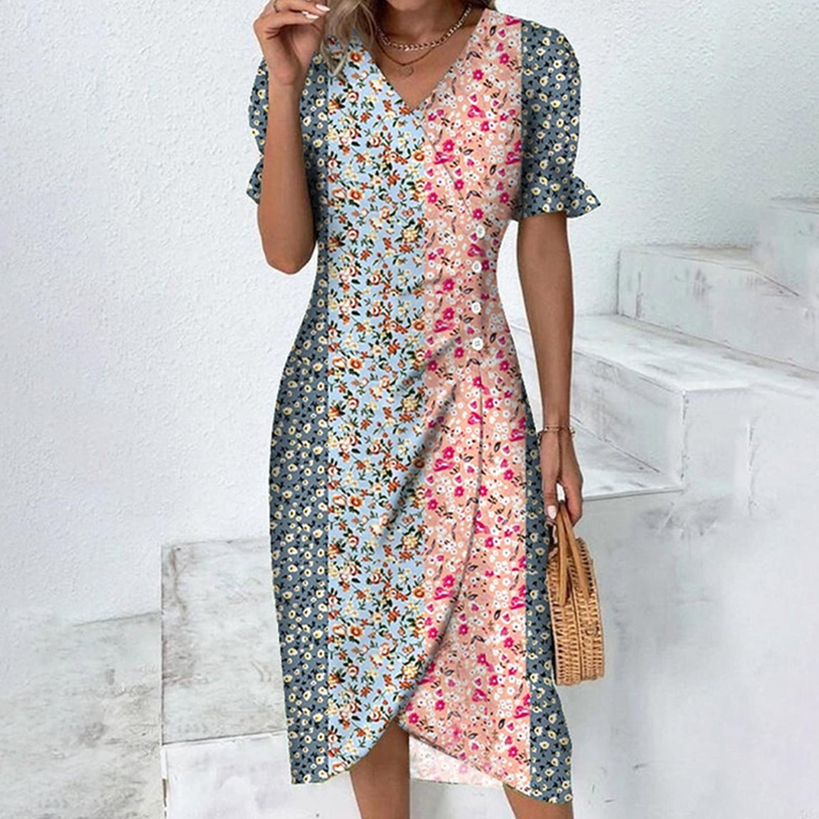 Women s Summer Casual Dress V Neck A-line Boho Ditsy Floral Flounce Sleeve Wrap Hem Dress M рожевий
Women s Summer Casual Dress V Neck A-line Boho Ditsy Floral Flounce Sleeve Wrap Hem Dress M рожевий