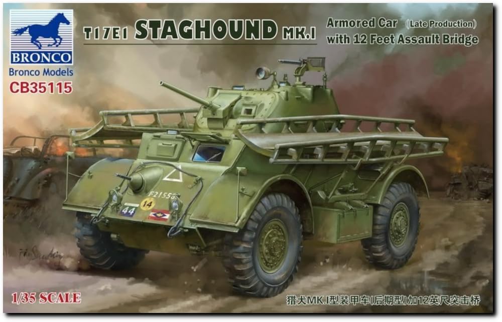 Bronco Model British T17E1 Staghound Late Model with Assault Plastic Model Kit CB35115 1/35 Mk.I 12-Foot Bridge,
Bronco Model British T17E1 Staghound Late Model with Assault Plastic Model Kit CB35115 1/35 Mk.I 12-Foot Bridge,