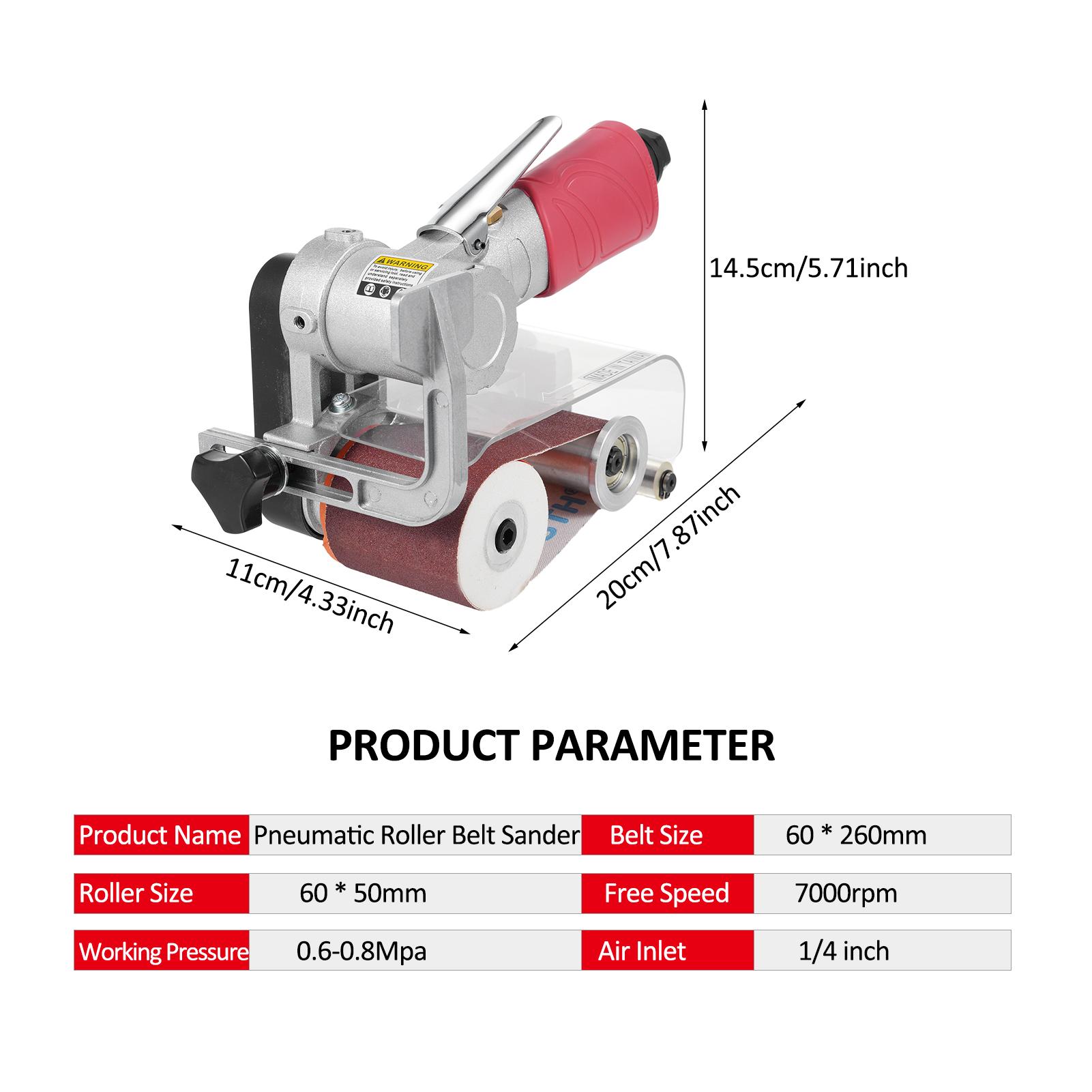 Belt Sander 7000rpm Handle Angle Pneumatic Roller Belt Sander with 11 Abrasive Belt for Wood Metal Polishing
Belt Sander 7000rpm Handle Angle Pneumatic Roller Belt Sander with 11 Abrasive Belt for Wood Metal Polishing