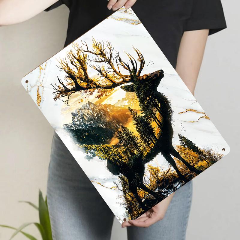 Nature Deer Silhouette Metal Wall Art Mountain Sunset Landscape Home Decor Living Room Art Hanging Ornament 20x30cm(7.8x11.8inch)
Nature Deer Silhouette Metal Wall Art Mountain Sunset Landscape Home Decor Living Room Art Hanging Ornament 20x30cm(7.8x11.8inch)