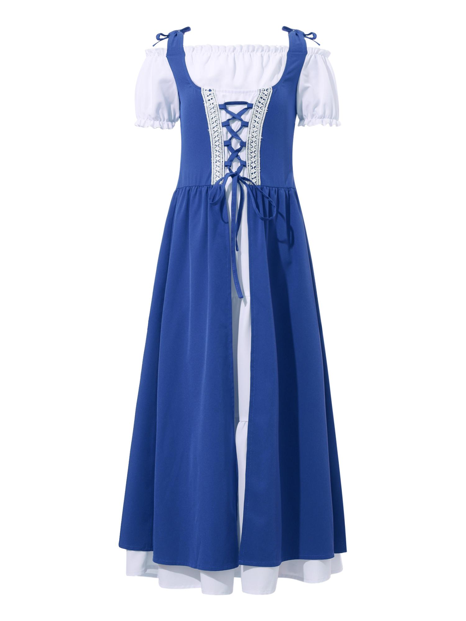 Girls Renaissance Dress Medieval Costume Square Neck Short Sleeve Lace Up High Waist Ruffle Fancy Dress 9-10 Years синій
Girls Renaissance Dress Medieval Costume Square Neck Short Sleeve Lace Up High Waist Ruffle Fancy Dress 9-10 Years синій