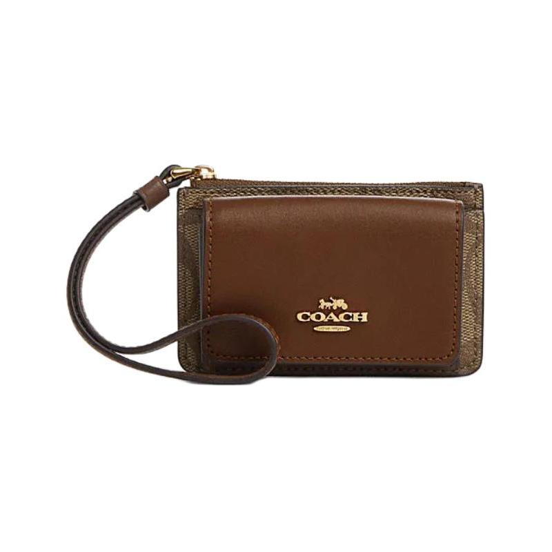 COACH Card Case 11 Classic presbyopic zipper closure PVC split cow leather card holder Women s khaki and saddle brown Khaki and saddle brown коричневий
COACH Card Case 11 Classic presbyopic zipper closure PVC split cow leather card holder Women s khaki and saddle brown Khaki and saddle brown коричневий
