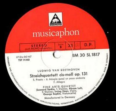 LP Record LUDWIG VAN BEETHOVEN, THE FINE ARTS - Streichquartet Cis-moll Op.131 BM30SL1817 Bärenreiter-Mus 1964 Germany Classical Used
LP Record LUDWIG VAN BEETHOVEN, THE FINE ARTS - Streichquartet Cis-moll Op.131 BM30SL1817 Bärenreiter-Mus 1964 Germany Classical Used