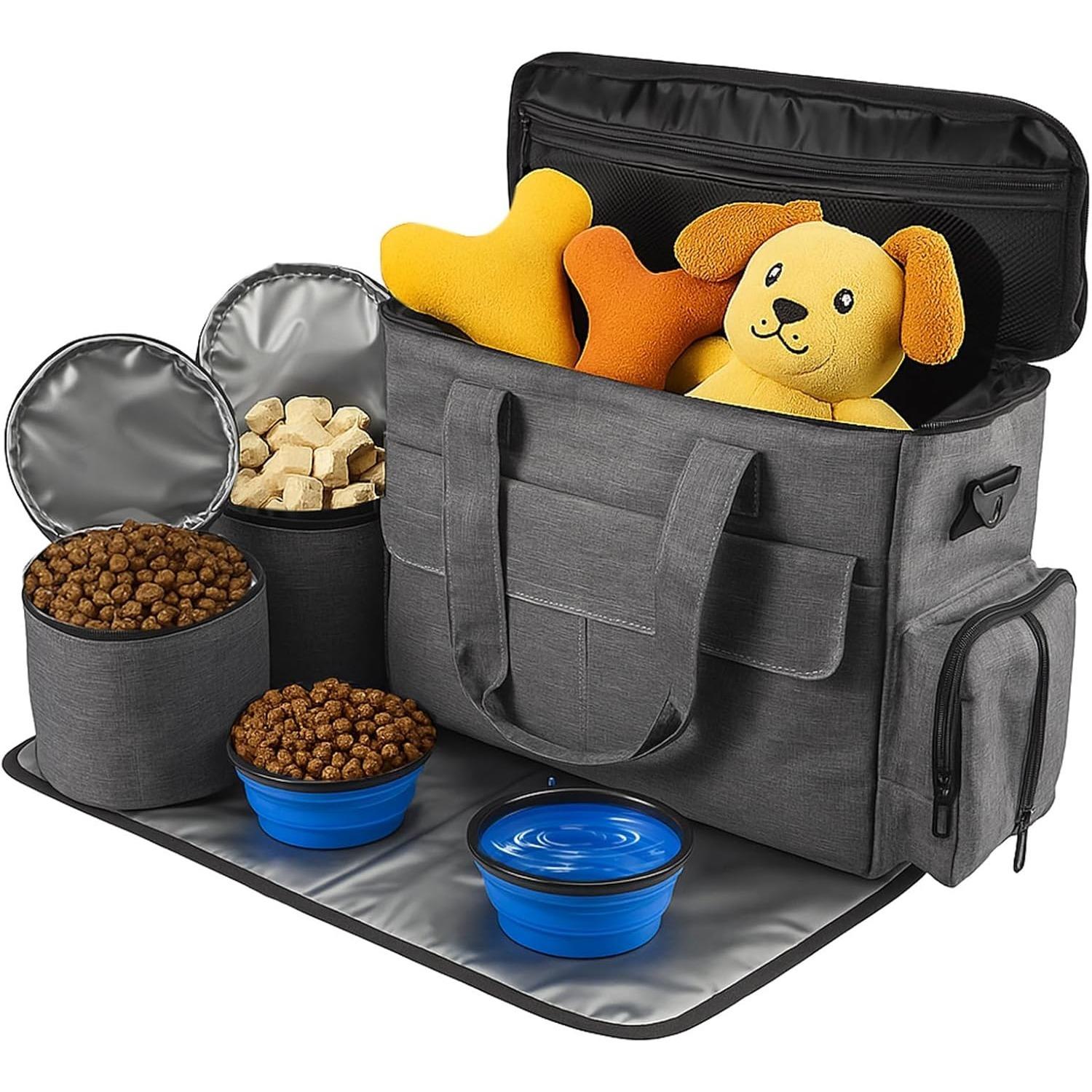GROWNEER Dog Travel Bag Airline Approved Pet Weekend Set with 2 Food Containers, 2 Collapsible Bowls, Large Capacity Tote with Pockets for Outdoor серый
GROWNEER Dog Travel Bag Airline Approved Pet Weekend Set with 2 Food Containers, 2 Collapsible Bowls, Large Capacity Tote with Pockets for Outdoor серый
