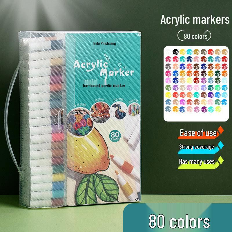 Набор акриловых маркеров с мягким наконечником, 80 цветов - Не оставляющие пятен, не растекающиеся, накладываемые друг на друга акварельные ручки для детей
Набор акриловых маркеров с мягким наконечником, 80 цветов - Не оставляющие пятен, не растекающиеся, накладываемые друг на друга акварельные ручки для детей