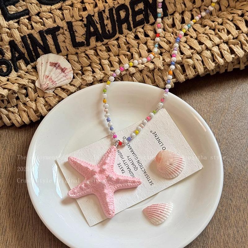 Long-style String Necklace with Zhuhai Star Pendant for Women, New Summer Beach Vacation Style Collar Chain Accessory Pink sea star (42cm)
Long-style String Necklace with Zhuhai Star Pendant for Women, New Summer Beach Vacation Style Collar Chain Accessory Pink sea star (42cm)