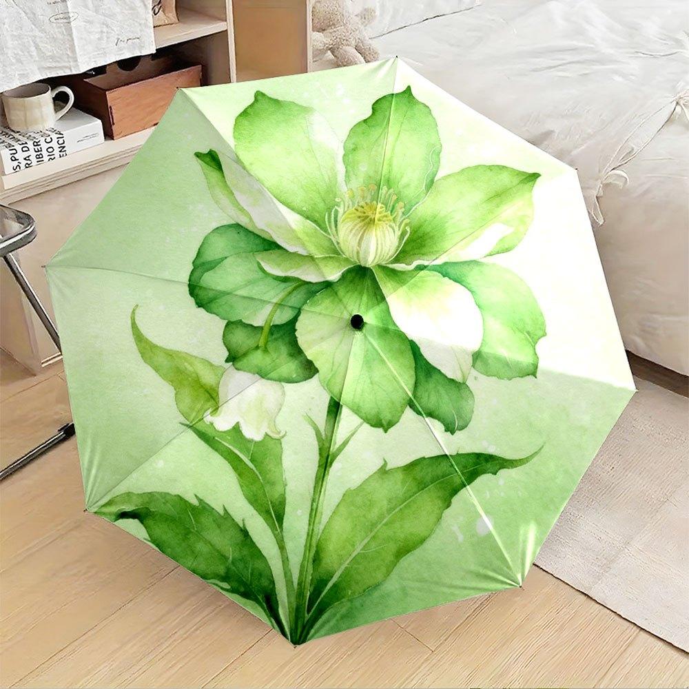 1pc Automatic Open/Close Umbrella with Large Green & White Lily Flower Design - 8-Rib Compact Folding Umbrella, Automatic Open Iron&8K
1pc Automatic Open/Close Umbrella with Large Green & White Lily Flower Design - 8-Rib Compact Folding Umbrella, Automatic Open Iron&8K