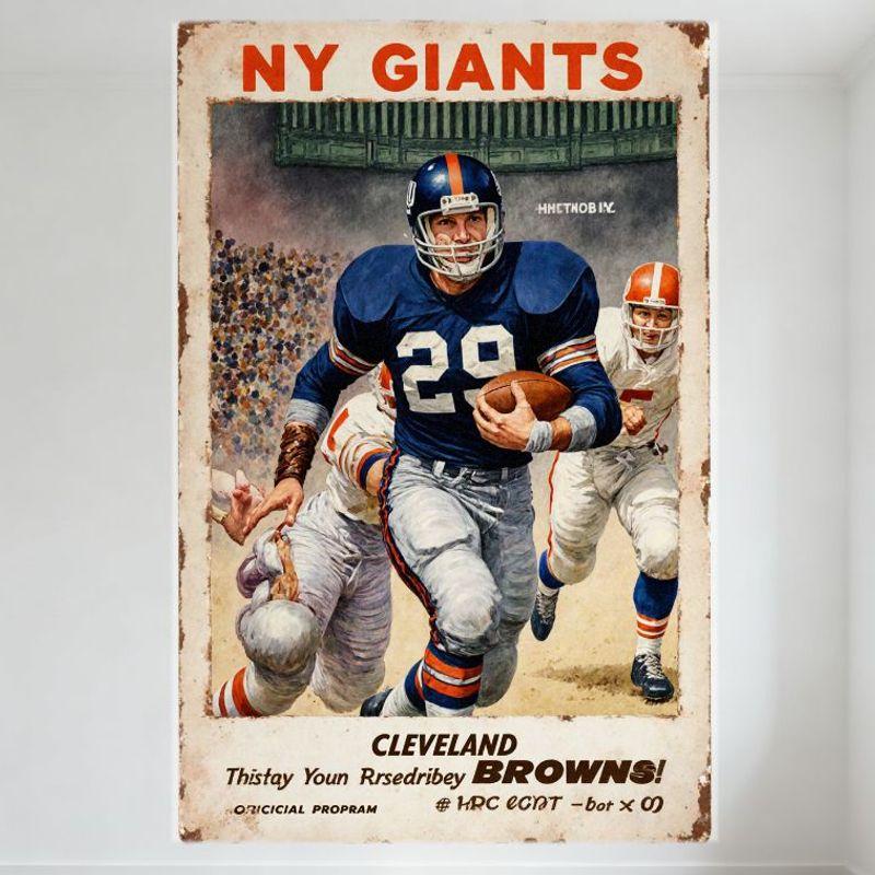 DORA Tin Sign Vintage NY Giants Vs Cleveland Browns Football Game Metal Tin Sign Retro Football Match Poster for Bar Pub Man Cave Wall Decor 20x30cm(7.8x11.8inch)
DORA Tin Sign Vintage NY Giants Vs Cleveland Browns Football Game Metal Tin Sign Retro Football Match Poster for Bar Pub Man Cave Wall Decor 20x30cm(7.8x11.8inch)
