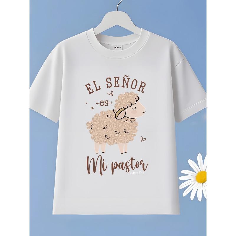 European sizes Summer Short Sleeve T-Shirt - Cute Lamb Print & Spanish Religious Design, Lightweight Breathable Fabric, Machine Washable 98cm белый
European sizes Summer Short Sleeve T-Shirt - Cute Lamb Print & Spanish Religious Design, Lightweight Breathable Fabric, Machine Washable 98cm белый