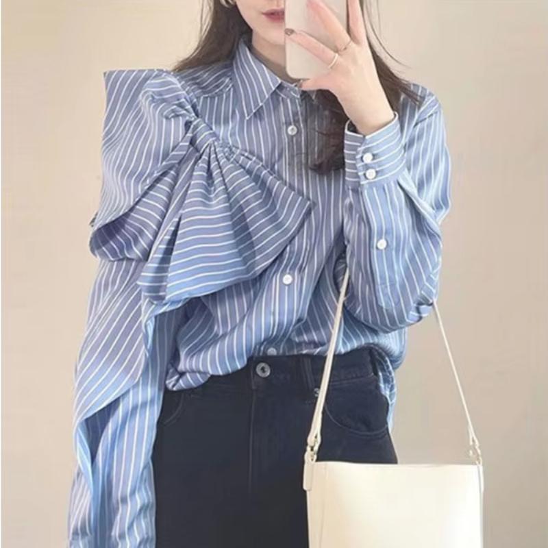 Женская синяя полосатая рубашка с бантом в корейском стиле, женская свободная шикарная блузка, весенние универсальные модные женские блузки XL
Женская синяя полосатая рубашка с бантом в корейском стиле, женская свободная шикарная блузка, весенние универсальные модные женские блузки XL
