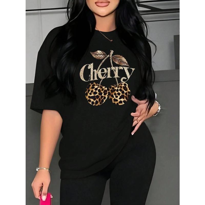 Summer Round Neck 3D Leopard & Cherry Print Top Fashionable Casual Short Sleeved Women s T-shirts XS
Summer Round Neck 3D Leopard & Cherry Print Top Fashionable Casual Short Sleeved Women s T-shirts XS