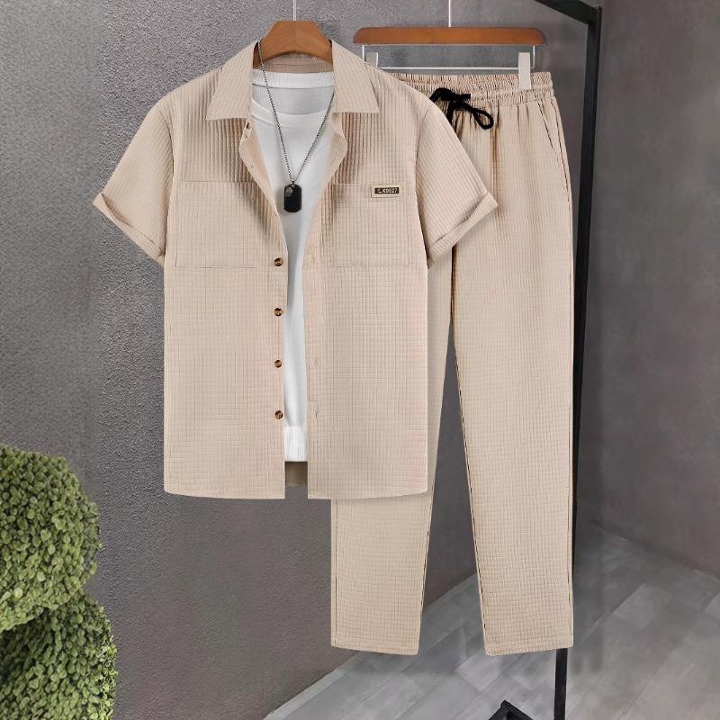 Men s Spring Summer Waffle Texture Two Piece Set Casual Short Sleeve Shirt and Pants Outfit S
Men s Spring Summer Waffle Texture Two Piece Set Casual Short Sleeve Shirt and Pants Outfit S